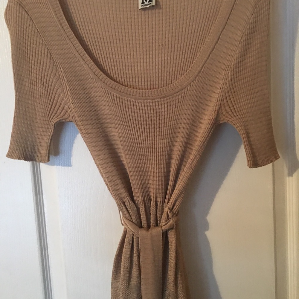 M Missoni beige knit short sleeve dress size 10